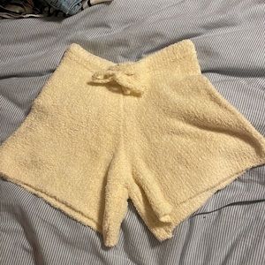 WeWoreWhat Yellow Fuzzy Drawstring Shorts